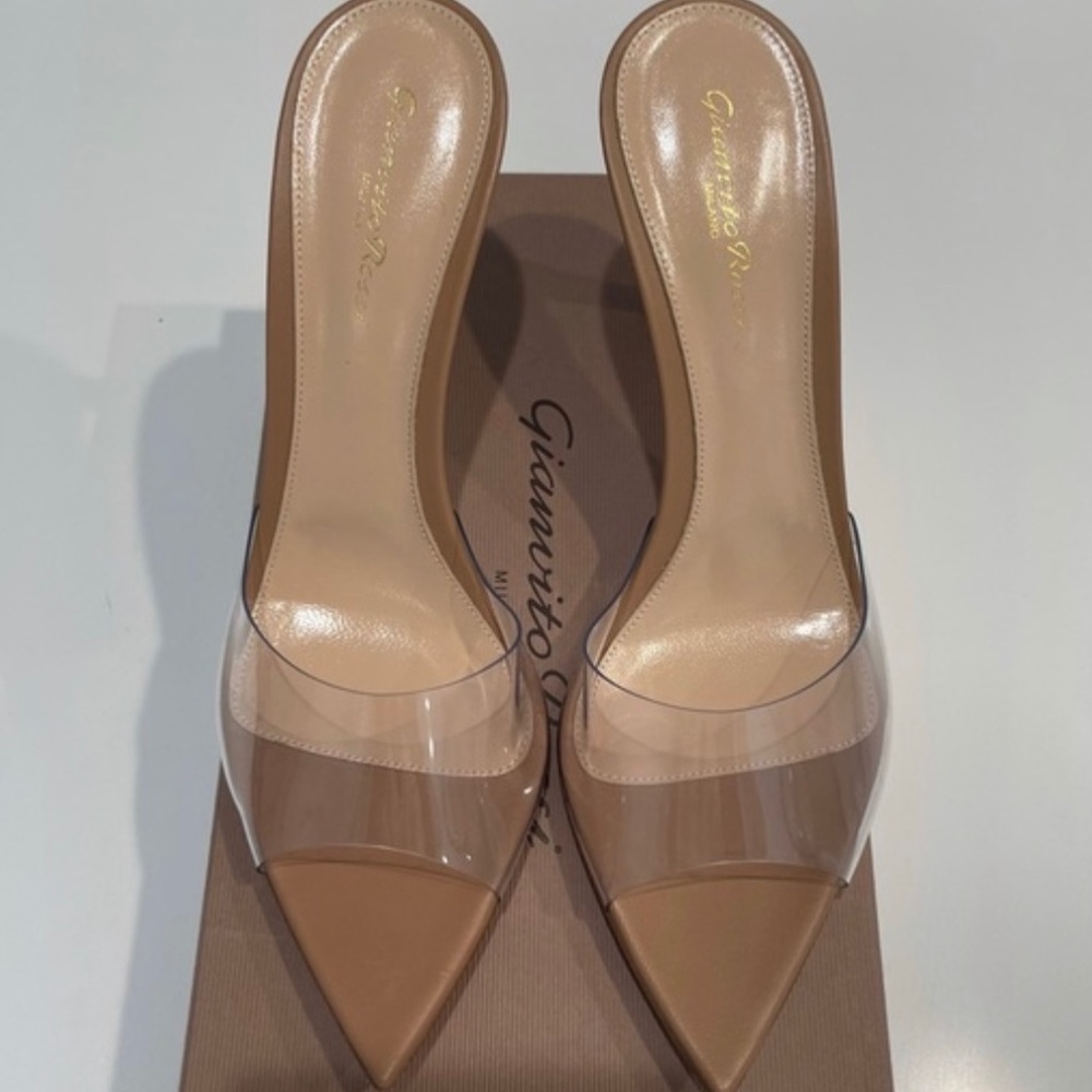 Gianvito Rossi PVC Plexi “Elle” Mules 85mm